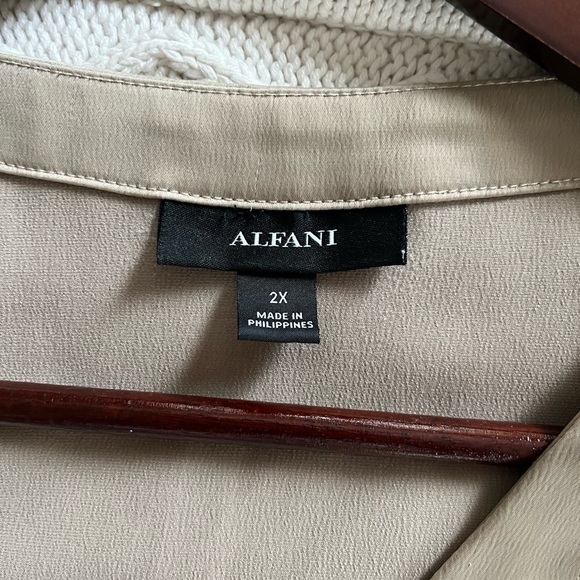 Alfani Rich Champagne Button Down Elegant Blouse with Tie Women’s 2X - Picture 11 of 15